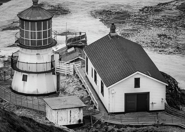 Lighthouse Greeting Card featuring the photograph Point Reyes Lighthouse II BW by David Gordon
