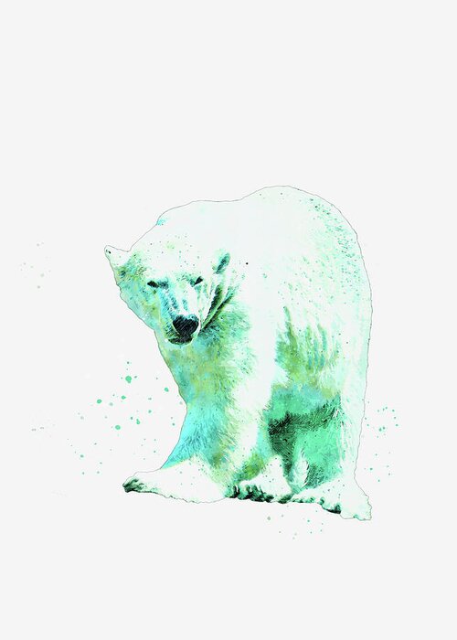 Polar Bear Greeting Card featuring the mixed media Polar Bear Illustration by Pamela Williams