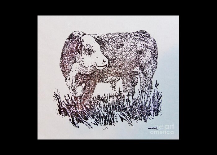  Greeting Card featuring the photograph Polled Herford Bull by Larry Campbell