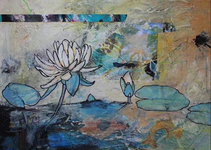  Greeting Card featuring the painting Pond Life by Ruth Kamenev