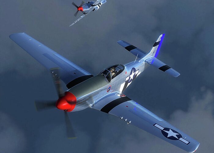 P-51 Mustang Greeting Card featuring the digital art Pony Riders by Adam Burch