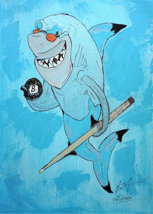 Acrylic Greeting Card featuring the mixed media Pool Shark by Brent Knippel