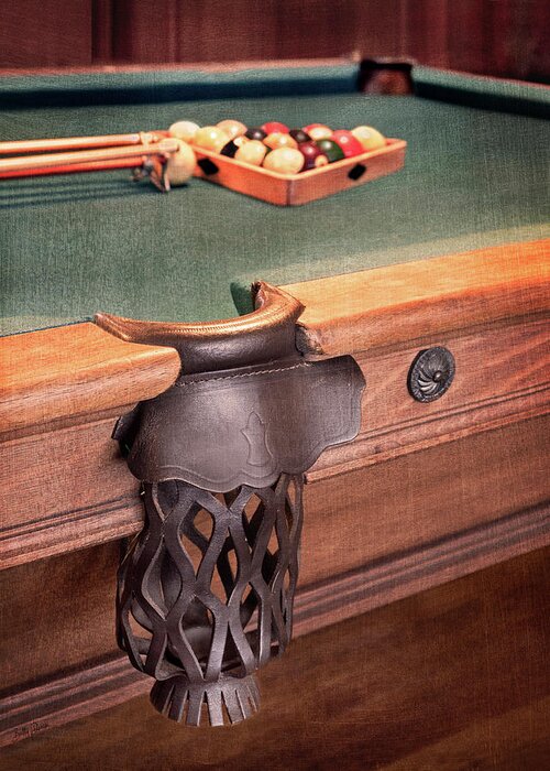 Pool Greeting Card featuring the photograph Pool Table Leather Mesh Side Pocket by Betty Denise