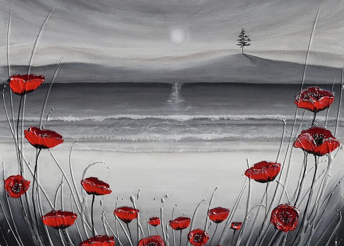 Red Poppies Greeting Card featuring the painting Poppies by Amanda Dagg