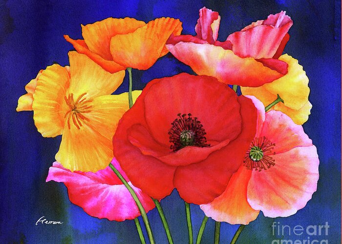 Poppy Greeting Card featuring the painting Poppies by Hailey E Herrera