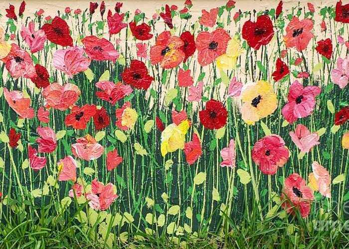Mural Greeting Card featuring the painting Poppies mural by Merana Cadorette