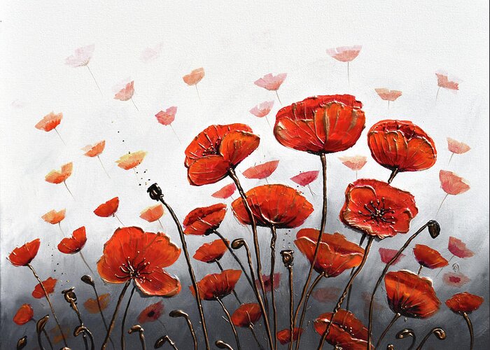 Red Poppies Greeting Card featuring the painting Poppy Summer Delight by Amanda Dagg