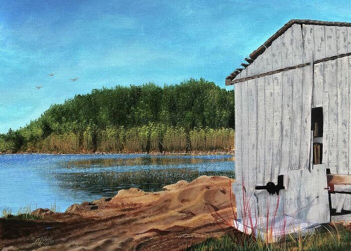Landscape Greeting Card featuring the painting Pops Sawmill by Marlene Little
