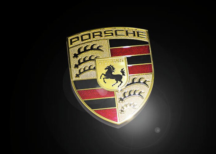 Porsche 911 Greeting Card featuring the photograph Porsche Car Emblem isolated by Stefano Senise