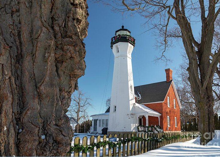 Lighthouse Greeting Card featuring the photograph Port Sanilac Lighthouse by Jim West