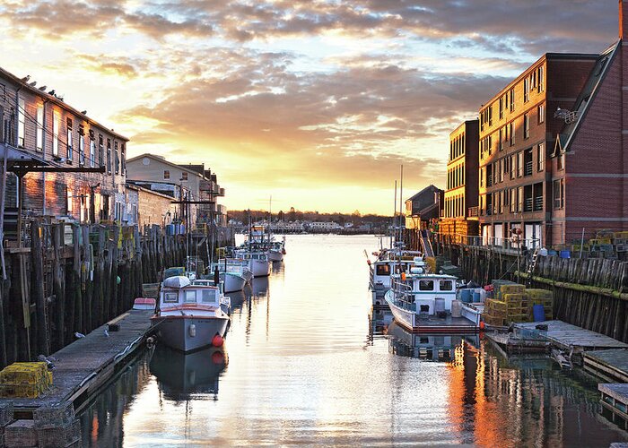 Portland Greeting Card featuring the photograph Portland Sunrise at the Custom House Wharf by Eric Gendron