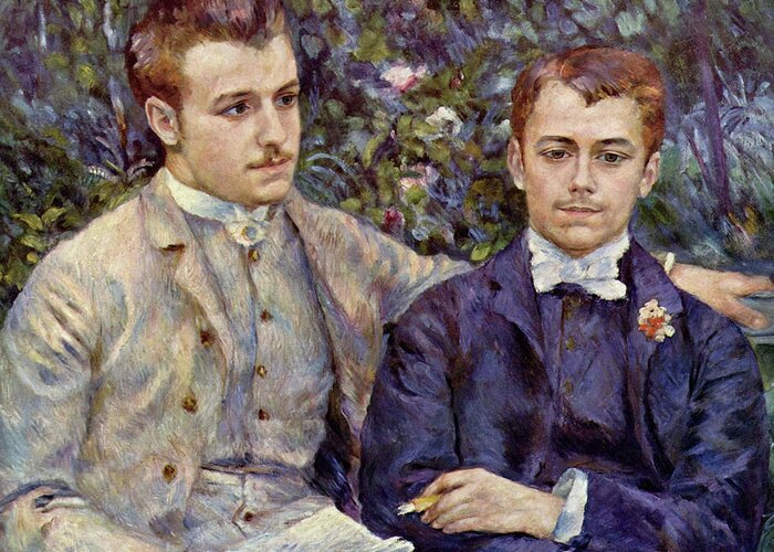 Pierre Greeting Card featuring the painting Portrait of Charles and Georges by Pierre Auguste Renoir