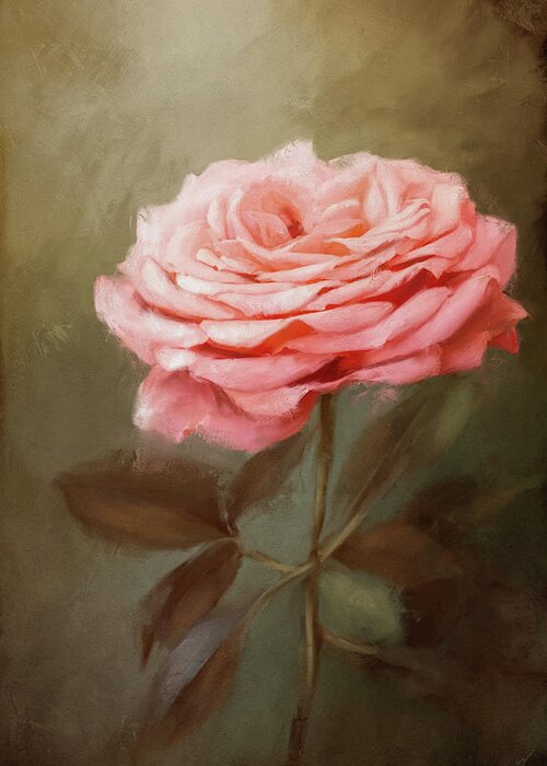 Flower Greeting Card featuring the painting Portrait Of The Salmon Rose by Jai Johnson