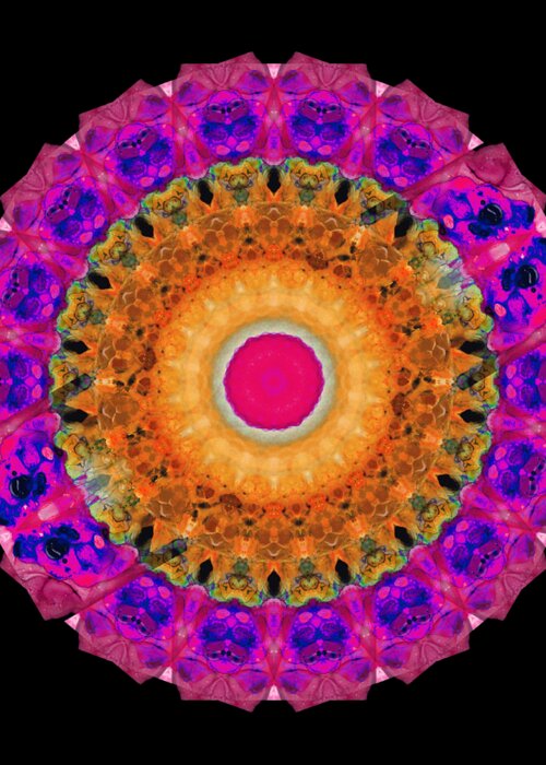 Kaleidoscope Greeting Card featuring the painting Positive Energy 1 - Mandala Art By Sharon Cummings by Sharon Cummings