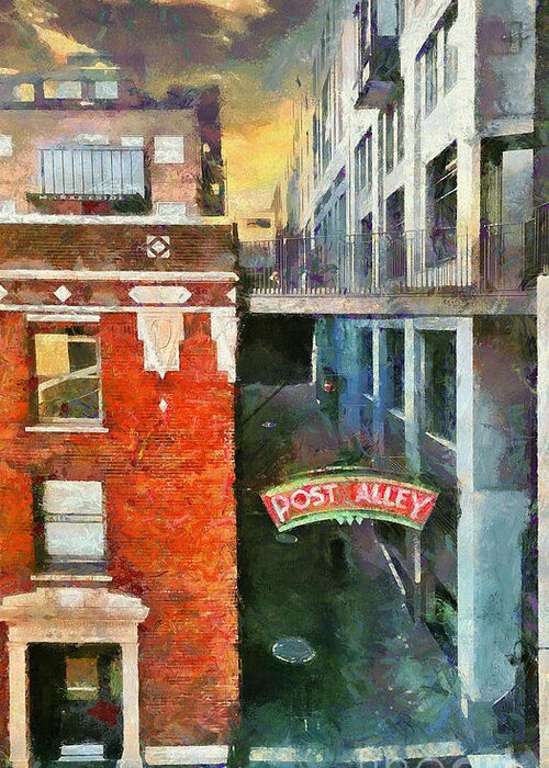 Building Greeting Card featuring the digital art Post Alley Seattle #4 by Susan Parish