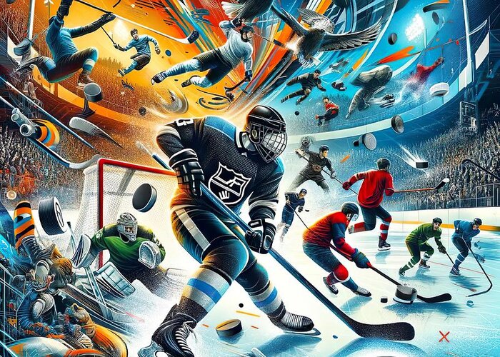 World Of Collages Greeting Card featuring the digital art Poster collage for ice hockey -1 by Movie World Posters