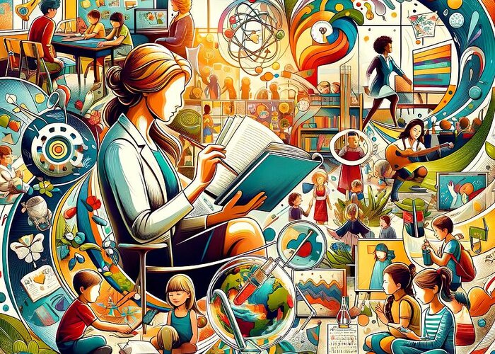 World Of Collages Greeting Card featuring the digital art Poster collage of elementary school teaching - 1 by Movie World Posters