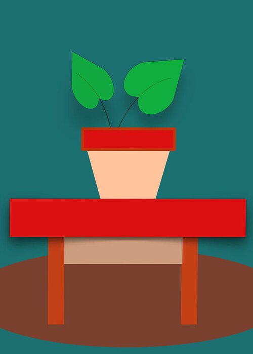 Art Greeting Card featuring the digital art Potted Plant Art by Miss Pet Sitter