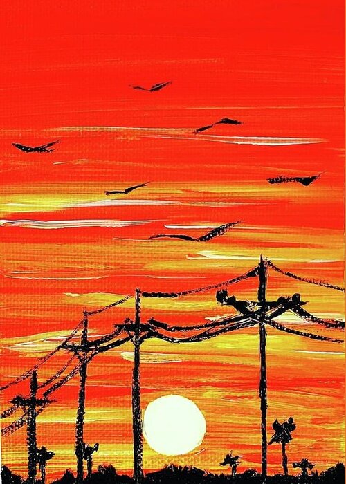  Greeting Card featuring the painting Power Lines by Amy Kuenzie