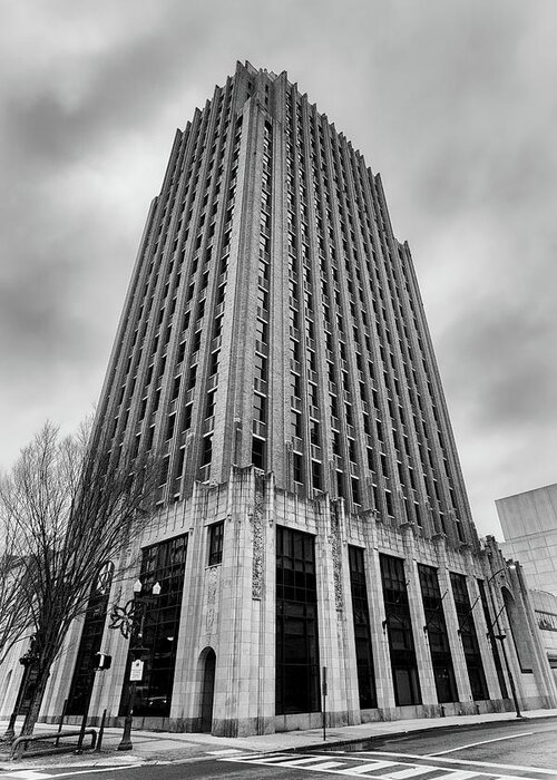 Ppl Greeting Card featuring the photograph PPL Corporate Building in Allentown - High Key Black and White by Jason Fink