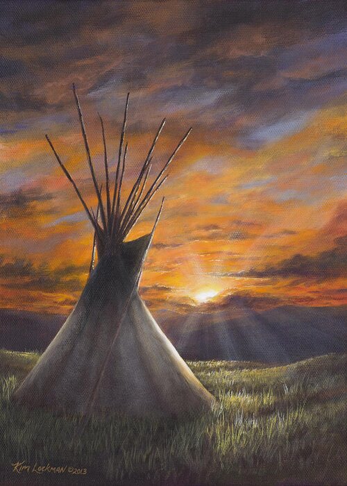 Acrylic Painting Greeting Card featuring the painting Prairie Sunset by Kim Lockman
