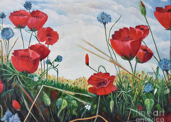 Poppies Greeting Card featuring the painting Prayer and Praise by Marilyn McNish