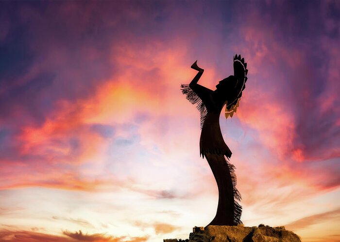 Wichita Greeting Card featuring the photograph Prayer at Sunset by James Barber