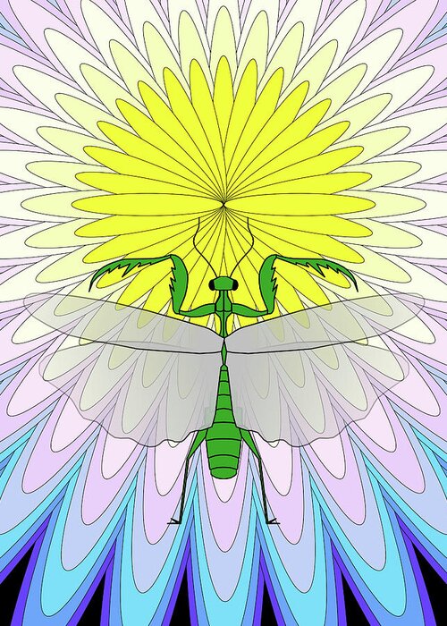 Praying Mantis Greeting Card featuring the digital art Praying Mantis by Teresamarie Yawn