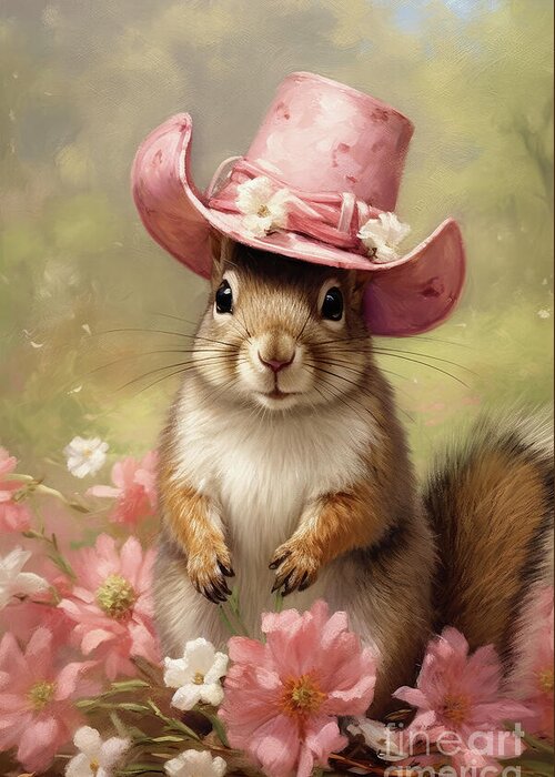 Squirrel Greeting Card featuring the painting Precious Pinky by Tina LeCour