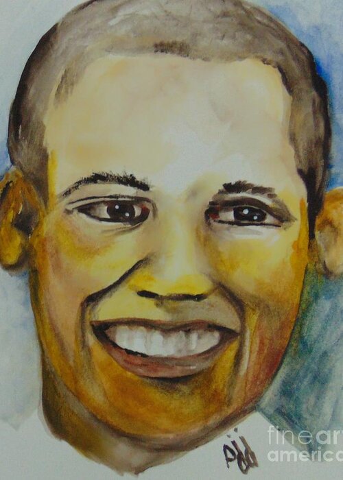 Politics Greeting Card featuring the painting President Barack Obama by Saundra Johnson
