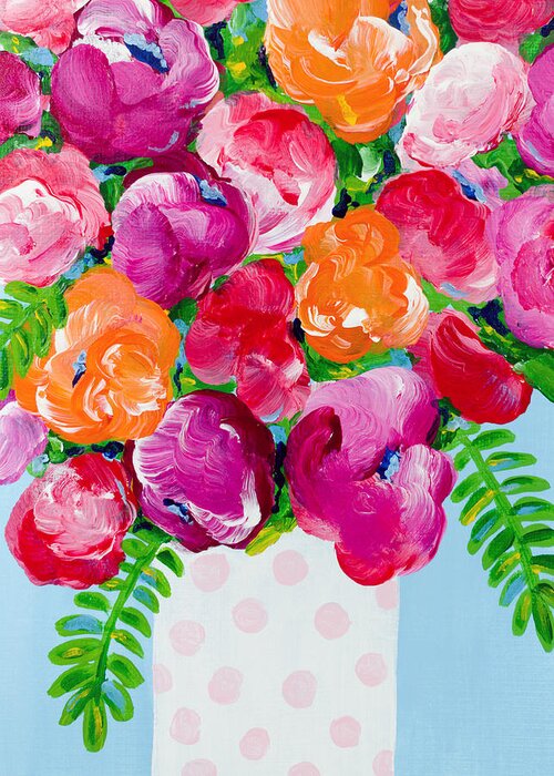 Floral Bouquet Greeting Card featuring the painting Pretty in Pink by Beth Ann Scott