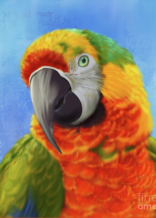 Parrot Greeting Card featuring the mixed media Pretty Parrot by Shari Warren