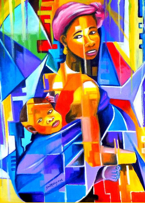 Ladies Greeting Card featuring the painting Pride Of African Woman by Olaoluwa Smith