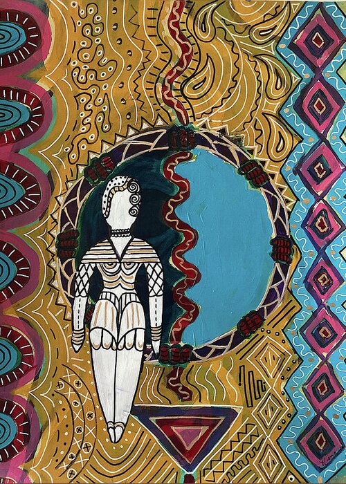 Metacognitive Greeting Card featuring the painting Priestess of Earth by Kisma Reidling