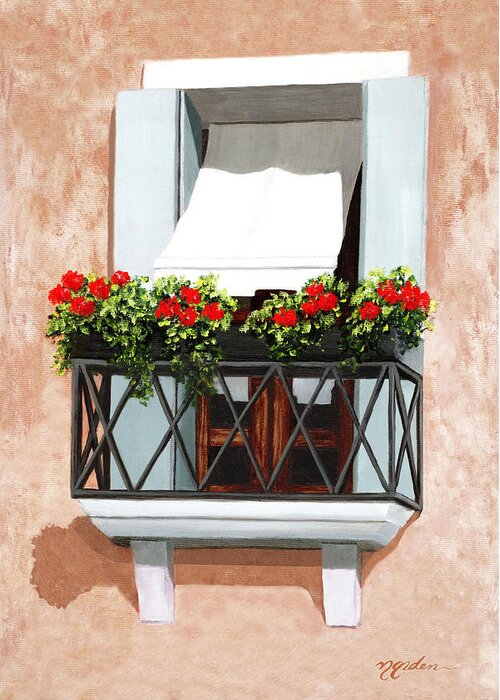 Window Greeting Card featuring the painting SHADES OF VENICE - prints of oil painting by Mary Grden