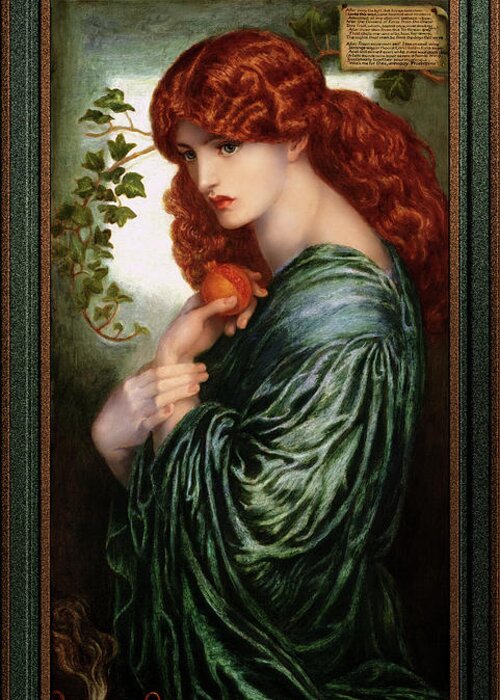 Proserpine Greeting Card featuring the painting Proserpine by Dante Gabriel Rossetti Classical Art Xzendor7 Old Masters Reproductions by Rolando Burbon