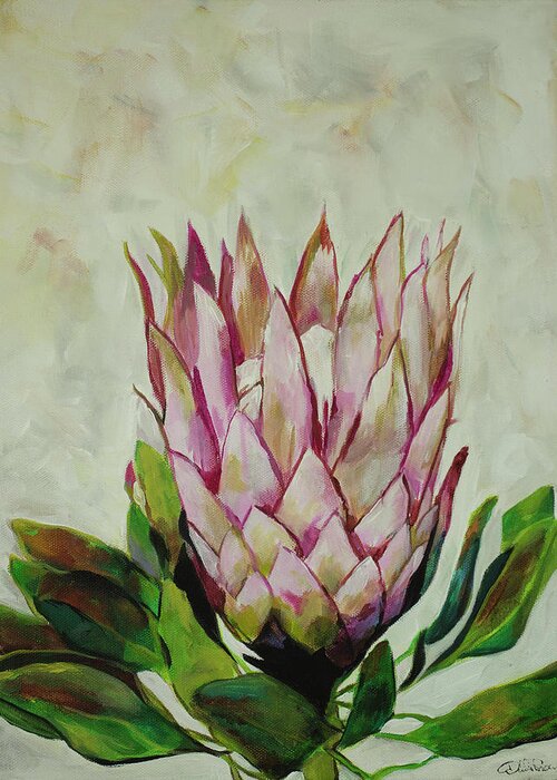 Still Life Greeting Card featuring the painting Protea by Debbie Brown