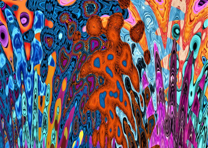 Abstract Greeting Card featuring the digital art Psychedelic - Volcano Eruption by Ronald Mills