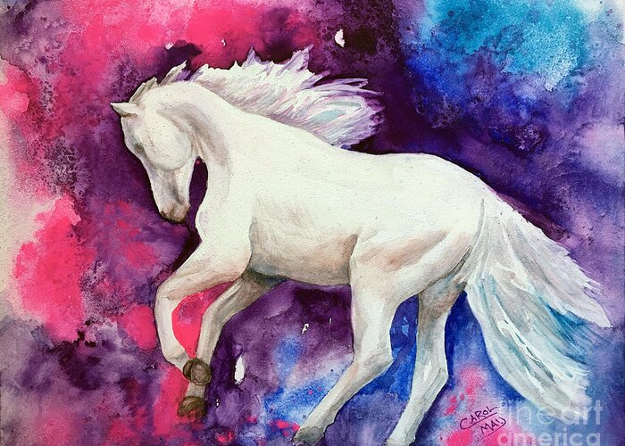 Horse Greeting Card featuring the painting Purity by Art by Carol May