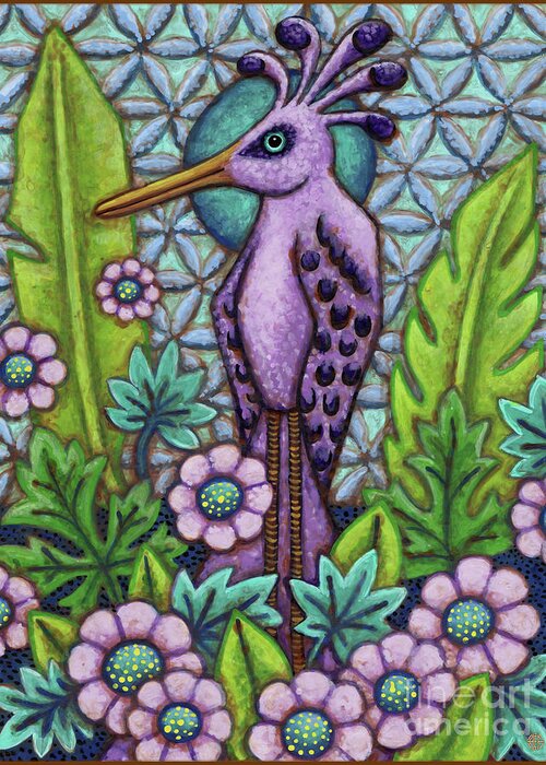Bird Greeting Card featuring the painting Purple Crested Confidence by Amy E Fraser