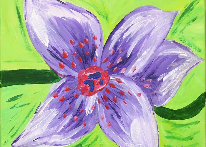 Purple Greeting Card featuring the painting Purple Flower by Britt Miller