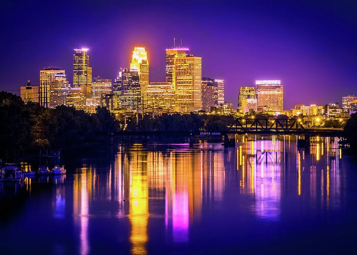  Greeting Card featuring the photograph Purple Haze Minneapolis by Nicole Engstrom