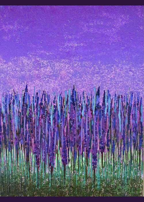 Purple Greeting Card featuring the painting Purple Landscape by Corinne Carroll