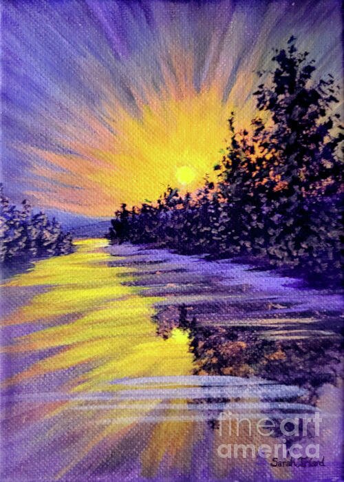 Purple Greeting Card featuring the painting Purple Sunset by Sarah Irland