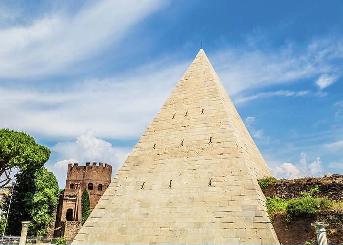 Roma Greeting Card featuring the photograph Pyramid of Cestius in Rome, Italy by Fabiano Di Paolo
