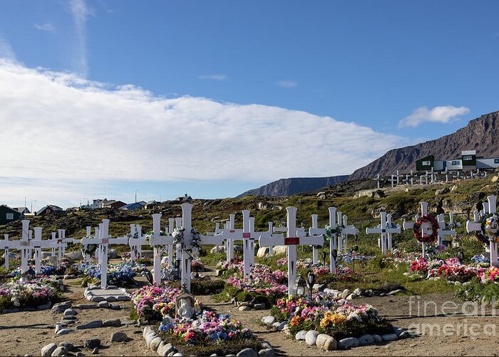 Graveyard Greeting Card featuring the photograph Qeqertarsuaq Graveyard by Eva Lechner