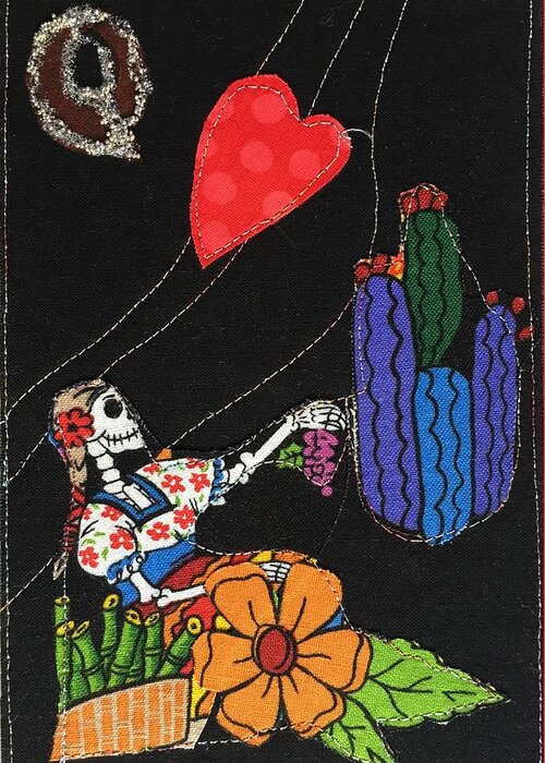 Queen Of Hearts Greeting Card featuring the mixed media Queen of Hearts by Vivian Aumond