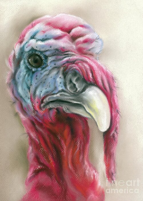 Turkey Greeting Card featuring the painting Quirky Turkey Gobbler Portrait by MM Anderson