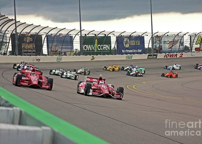 Indycar Greeting Card featuring the photograph Race Start Iowa Corn 300 - 2014 Iowa Speedway by Pete Klinger