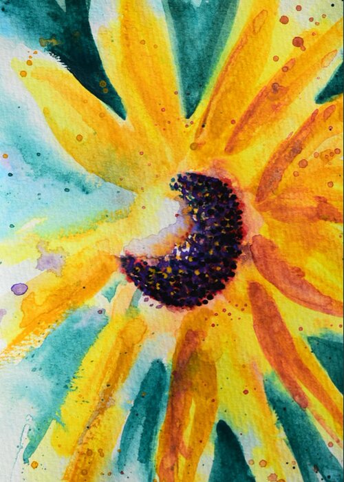 Sunflower Greeting Card featuring the painting Radiance in Bloom by Bonny Puckett
